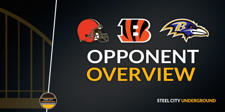 AFC North opponents: Cleveland Browns, Cincinnati Bengals, Baltimore Ravens