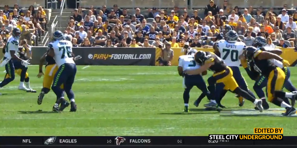 Steelers LB T.J. Watt sacks Russell Wilson