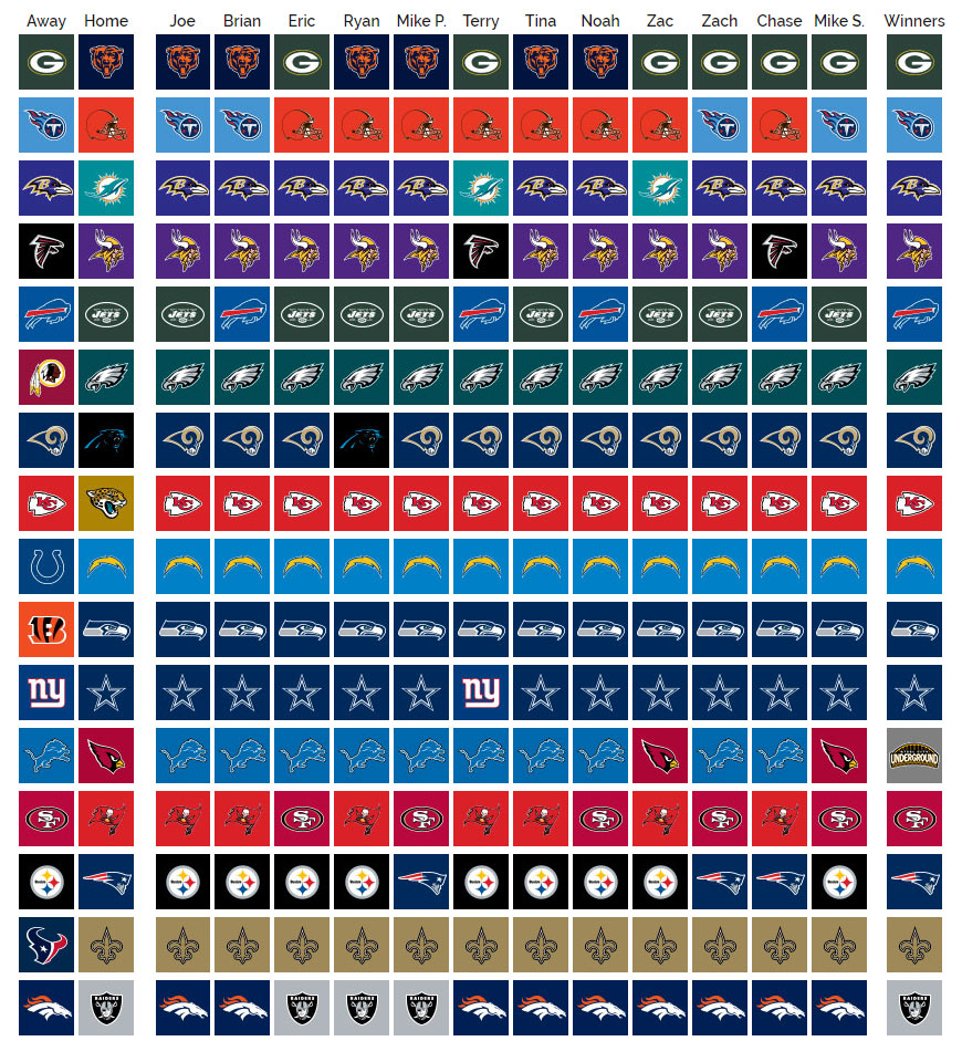 NFL Week 1 Pick'em Sheet in Color