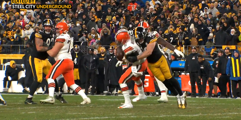 Watch: T.J. Watt tattoos Baker Mayfield for fourth sack of the game