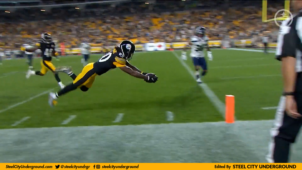 Stamford's Washington has six catches, TD in PIttsburgh Steelers win