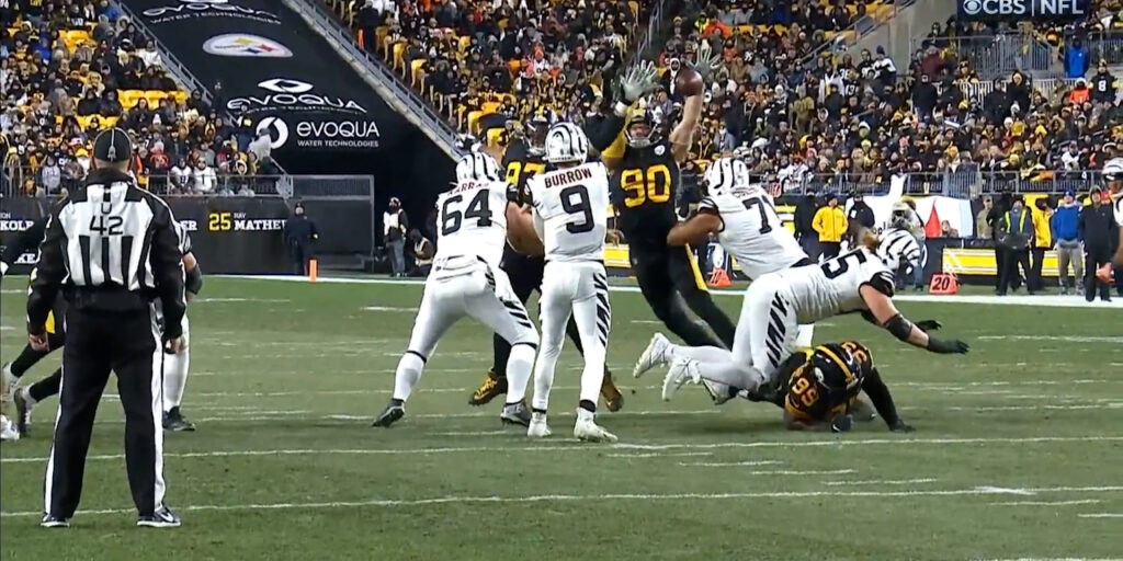 Watch: T.J. Watt with another insane interception off of Joe Burrow