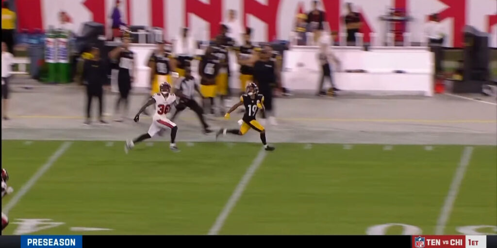 Watch: Calvin Austin to the house on deep pass over Bucs