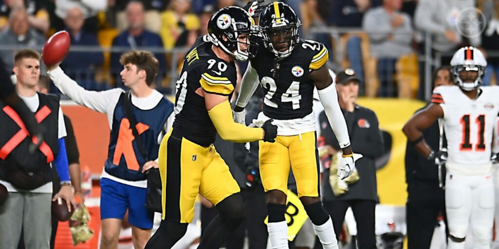 Joey Porter Jr and T.J. Watt Pittsburgh Steelers