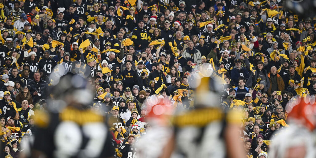 Pittsburgh Steelers fans wave Terrible Towels