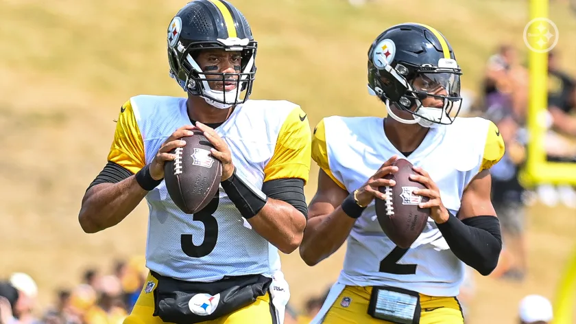 Russell Wilson and Justin Fields of the Pittsburgh Steelers