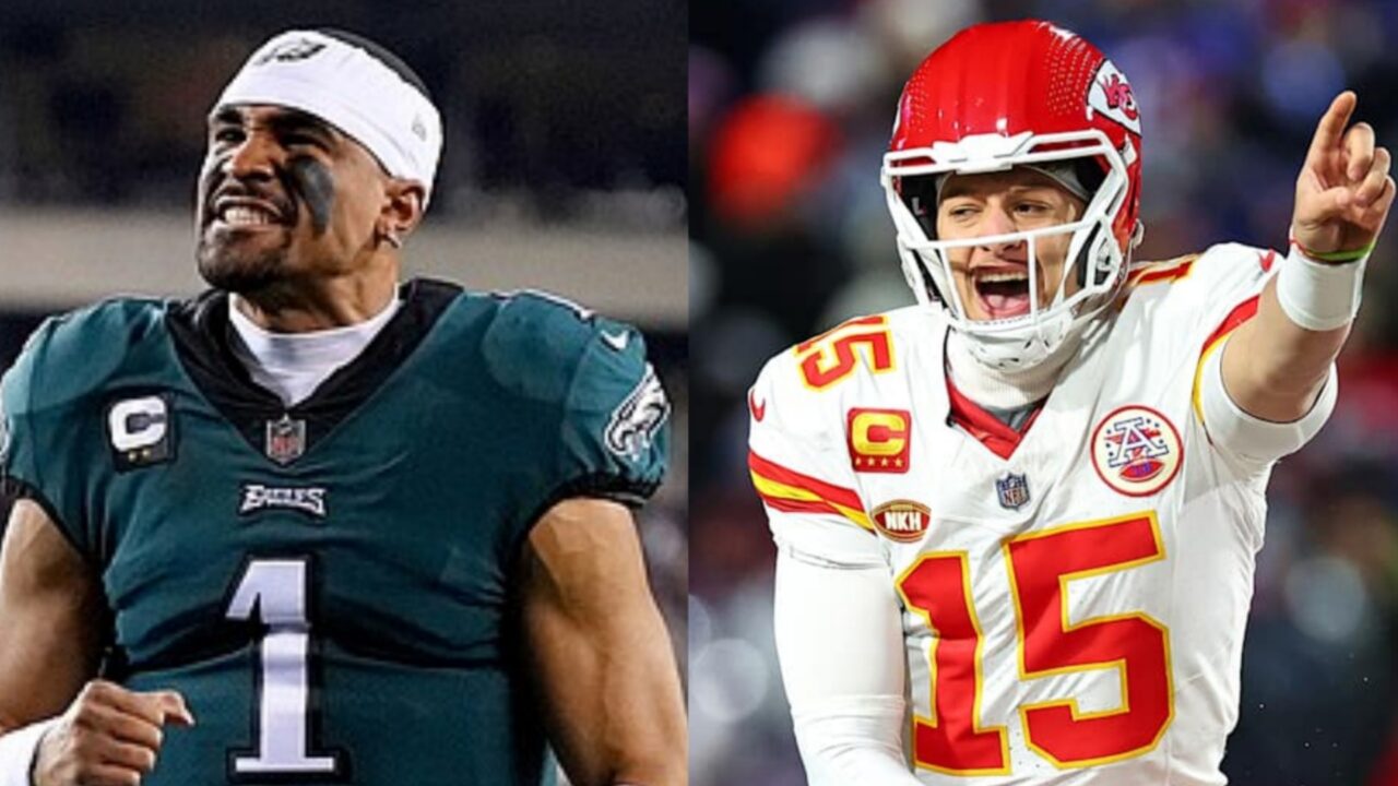 Jaylen Hurts of the Philadelphia Eagles and Patrick Mahomes of the Kansas City Chiefs (USATSI)